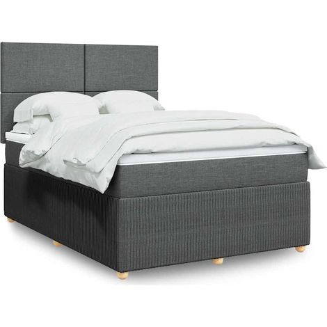 Boxspringbett mit Matratze Dunkelgrau 140x200 cm Stoff (1/5)