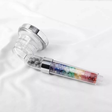 Pierres précieuses naturelles 7 chakra cristal gravier SPA pommeau de douche améthyste Quartz Rose haute pression économie d'eau filtre à ions négatifs (1/4)