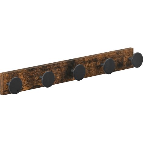 ACAZA Porte-manteau long avec 5 boutons, Porte-manteau mural, Vintage Brown (1/5)