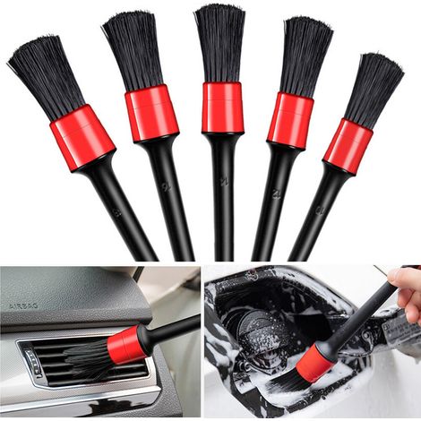 Pinceau Nettoyage Voiture,5 pièces brosses de beauté pour Voiture, Brosse de Nettoyage Voiture Microfibres,pour La Voiture Tableau de Bord, Intérieur, Extérieur, Bouches D'aération (1/5)