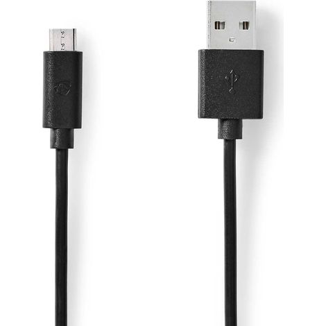 Cable usb usb 20 usb a macho usb micro b macho 9 w 480mbps niquelado 500 metros redondo pvc negro bolsa de plastico