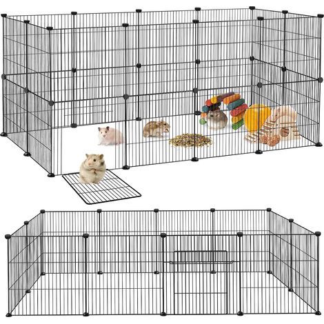 Set mit 24 Kleintiergehegepaneelen mit Tür, Metall, ABS-Kunststoff, für den Innen- und Außenbereich, Schwarz (1/5)