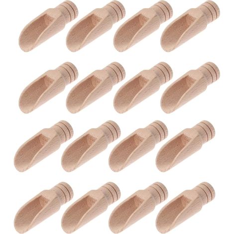 16 Pièces Mini Cuillère en Bois - Petite Cuillère à Sel, Pelle pour Épices, Thé, Café et Bain (1/5)
