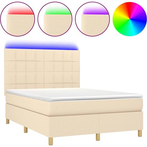 Maison Exclusive - Boxspringbett mit Matratze & LED Creme 140x200 (1/5)