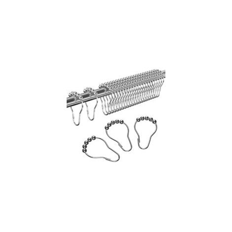 24 Pcs Anneaux Rideaux de Douche en Acier Inoxydable, Crochets de Rideau de Douche avec Système Coulissant, Billes Glissant en Métal pour Tiges de Rideau de Douche, Rideaux (Argent) (1/5)