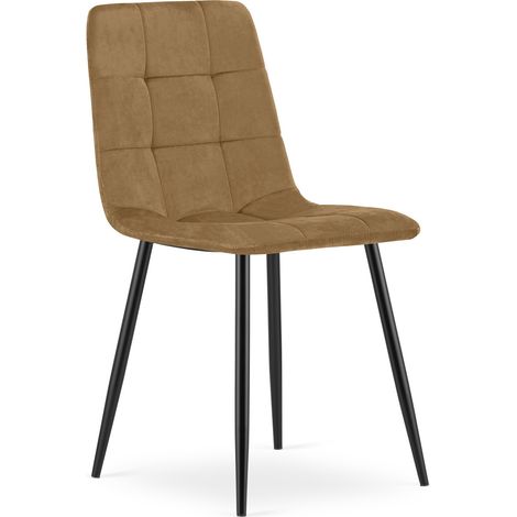 Sedia Kara in velluto marrone con gambe in metallo nero (1/5)