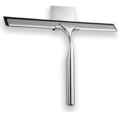 All-Purpose Shower Squeegee for Shower Doors, Bathroom, and Car Windshield - Stainless Steel Window Cleaner Tool with Adhesive Hook - 25cm, Silver (1/5)