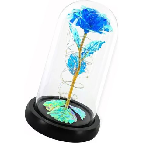 Rose sous cloche en verre avec lumière LED - Cadeau pour femme, maman, grand-mère, petite amie, épouse - Saint-Valentin, anniversaire, mariage (1/5)