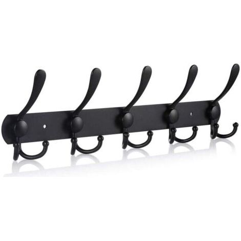 (Noir Mat, 15 Crochets, 1pcs)Patères Porte Manteaux pour Serviettes Peignoirs (1/4)