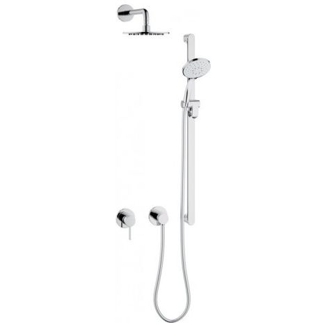 Ensemble de douche Keuco IXMO 5, 59604, avec rosettes rondes, mitigeur monocommande pour 2 consommateurs, chromé - 59604010001