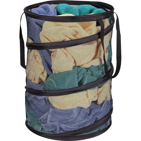 Panier à linge pliable en filet, noir, 58 cm de haut (1/3)