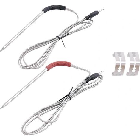Filiyano-Lot de 2 thermomètres à viande de rechange pour barbecue et fumoir Weber, sonde de température avec pinces. (1/5)