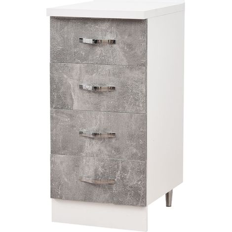 Cassettiera per Cucina Mobile Mobiletto 4 Cassetti Legno Colore Grigio Cemento (1/5)