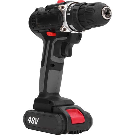 Perceuse sans fil 48V avec mandrin, kit visseuse électrique à impact, ensemble outil domestique avec chargeur 100-240V (1/5)