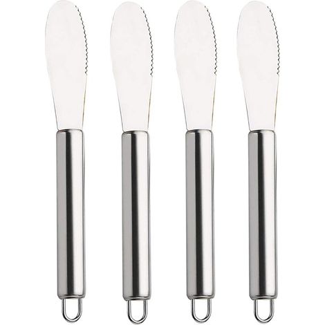 Coltello da burro in acciaio inox, spalmatore per formaggio, coltello da tavola, dentellato, 19,8 cm, adatto per pane, panini, marmellata e crema. (1/5)