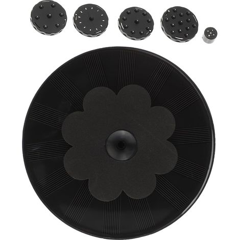 Fontaine Solaire Flottante pour Bassin Extérieur Pompe 200 L/h en Plastique Noir, Circulation D'eau pour Oxygène, pour Décoration de Jardin (1/5)