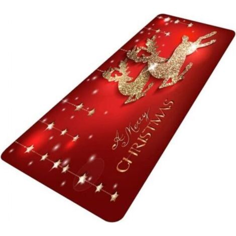 Tapis décoratifs antidérapants joyeux Noël, paillasson de bienvenue, porte d'entrée intérieure et extérieure, Noël, hiver, père Noël, flocons de neige, paillasson de porte, 40 x 120 cm