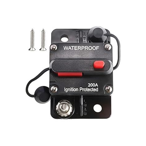 Disjoncteur 200 A pour camping-car et bateau avec bouton rouge, coupe-circuit manuel haute intensité pour batterie, protection électrique pour véhicule, marine et installation 12 V (1/3)