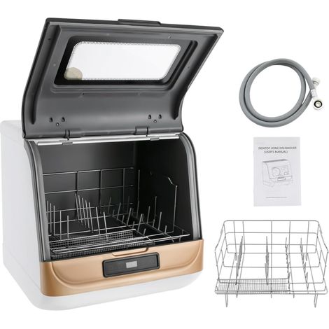 Mini lave - vaisselle lave - vaisselle autonome lave - vaisselle de bureau multifonction domestique ne nécessite pas d'installation et est équipé d'un tuyau d'arrivée d'eau et d'un drain