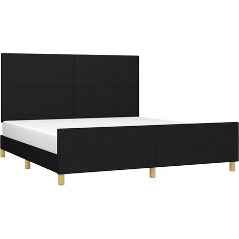 Cadre de lit avec tête de lit Noir 160x200 cm Tissu (1/5)