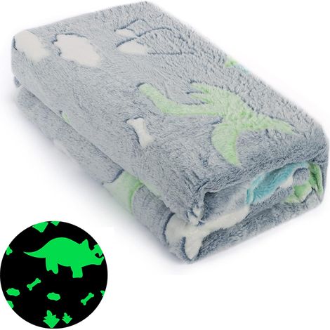 Couverture polaire, couverture en flanelle super douce, dinosaure phosphorescente, toutes saisons (pour enfants, 150 x 180 cm) (1/5)