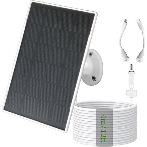 1 Panneau solaire 3W, batterie 6000mAh, ports USB-C, DC, compatible caméras sécurité, extérieur (1/5)