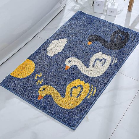 alfombrilla de baño antideslizante con estampado de patitos azules, ultrasuave, absorbente, lavable a máquina, para baño o habitación infantil. (1/5)