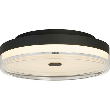 Searchlight Cyprus Plafonnier LED, métal noir et acrylique transparent (1/3)