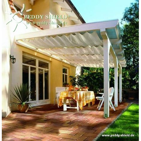 Sonnensegel Breite 96 cm - Farbe hell elfenbein / 275 cm mit Laufhaken und Stoppern (1/5)