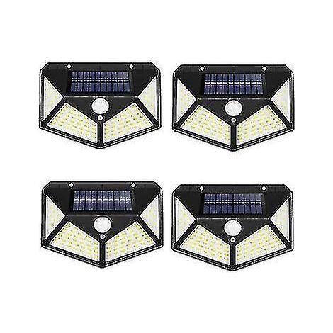 Lot de 4 lampes de jardin solaires rechargeables à 100 LED, appliques murales à détection de présence. (1/2)