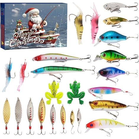 Calendrier De L Avent Pour Hommes - 24 Jours Calendrier Avent Leurres De Pêche - Fournitures Maison Pour Mari Voisin Père Fils Grand-Père Petit-Fils Copain Oncle,Cadeau Noel (1/5)