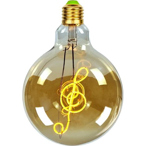 GROOFOO Ampoules LED vintage Big Globe W V Alphabets Ampoule décorative Chaud musique G125 4 220/240 Jaune (1/4)