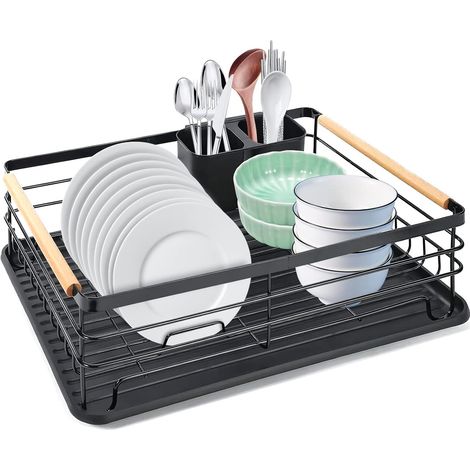 Stainless Steel Dish Drainer with Cutlery Basket and Removable Drip Tray (1/4)