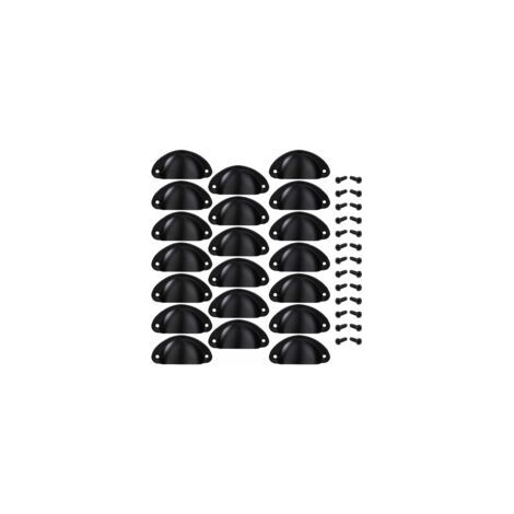 Tirador para cajón, pomo para puerta, tirador con forma de concha, tirador decorativo para muebles, cajones, armarios y alacenas con tornillos, 20 piezas, negro - Crezuo