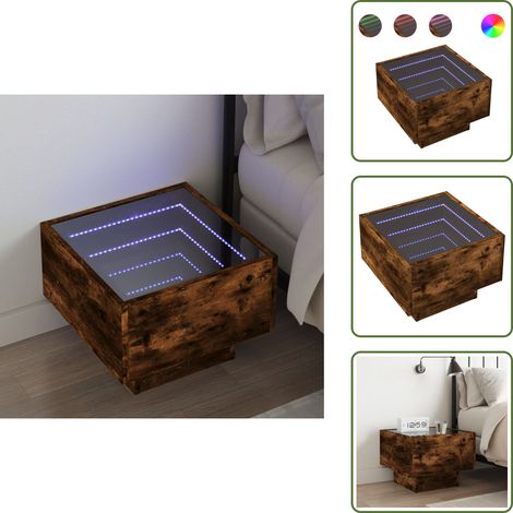 Nachttisch mit Infinity-LED Räuchereiche 40x40x30 cm - Nachttisch - Nachttische - Beistelltisch - Nachtkästchen (1/5)