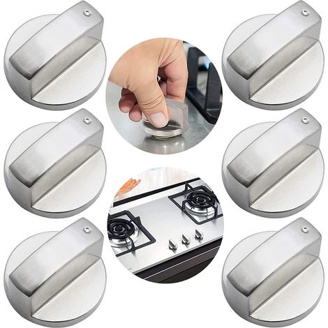 BEBUSINGOTO Perillas de gas universales de 8 mm para cocina, 6 unidades, interruptor giratorio, perillas de control de gas de metal universales para cocina, horno, vitrocerámica (1/5)