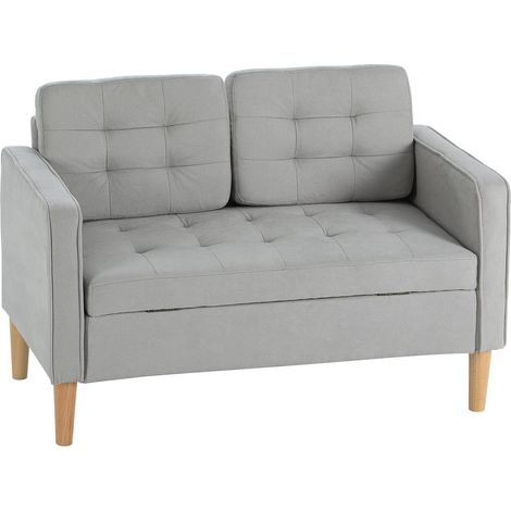 2 Sitzer Sofa, Couch mit Stauraum, Gepolsterter Polstersofa, Doppelsofa mit Samtoptik für Wohnzimmer, Schlafzimmer, 117x 62 x 78 cm (1/4)