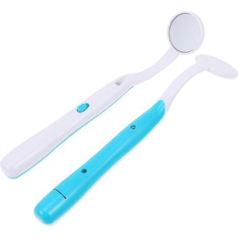 Set mit 2 Zahnspiegeln mit Licht und Antibeschlagbeschichtung zur Zahninspektion – 15,5 x 3 x 1,5 cm – Blau (1/4)
