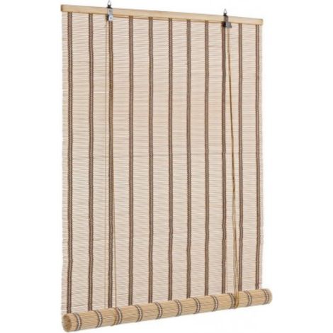 Tenda Tolosa marrone in bamboo, barre in legno e filo di poliestere copertura 75% -120x260h (1/3)