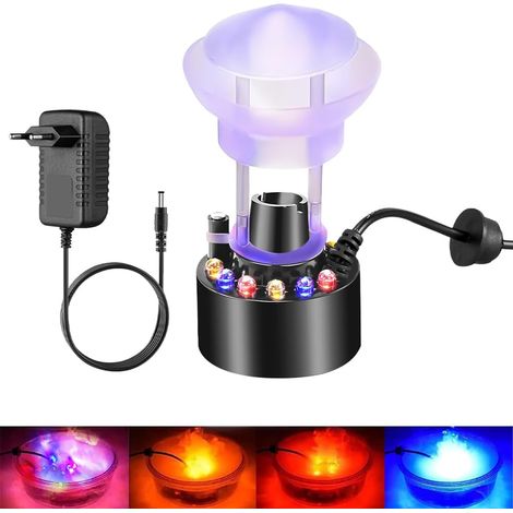 Brumisateur Ultrason, Mini Machine à Brouillard Halloween avec 12 Lumières et Protection Anti-Éclaboussures, 24 V Brumisateur à Ultrasons pour Aquarium, Étang de Citrouilles, Chaudron Sorcière (1/5)