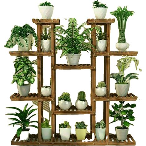 Support de Plantes, 9 Niveaux, Bois de Pin Robuste, MARRON (1/5)