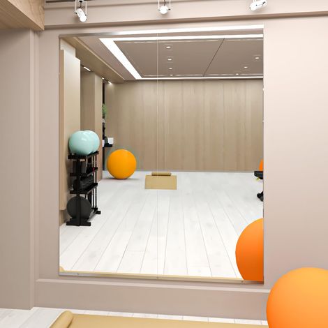 Cassilando – Miroir de gymnastique 143 x 60 cm – Verre trempé sans cadre – Fixation murale pour salle de sport – Résistant aux chocs et éclats