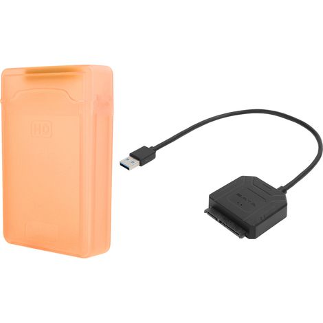 Adaptateur SATA USB 3.0 pour disque dur 2.5 pouces et 3.5 pouces, câble SSD HDD, boîtier de protection rouge, accessoires informatiques (1/5)