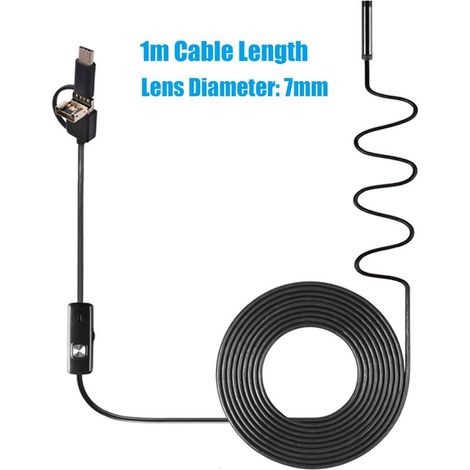 3-in-1 Industrielle Endoskop-Inspektionskamera mit 6 eingebauten LEDs, IP67 wasserdicht, USB Typ-C für Android-Smartphones/PCs (1/5)