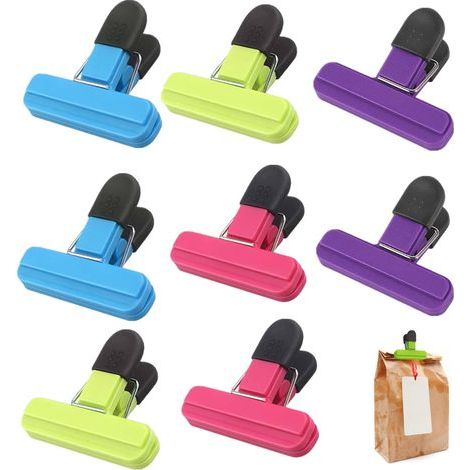 8 Pièces Pinces pour Sachets Plastique Pince Sachet Cuisine Pince Alimentaire Plastique 4 Couleurs de Clips de Scellage pour Cuisine,Maison,Bureau,Couleurs Assorties (1/4)