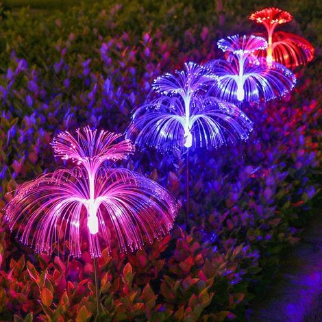 Lumière Solaire Extérieur, 4 Pièces Lampe Solaire Jardin Étanche 7 Couleurs Changeantes Lampes Solaires Lumière Décoratives pour Mariage, Noël, Jardin, Pelouse, Terrasse, Chemin, Passerelle,Deux étage