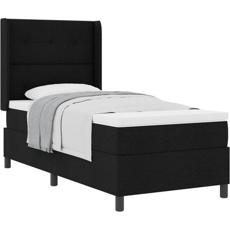 Matelas à ressorts avec sommier noir, 200 x 80 cm, revêtement en tissu. (1/5)