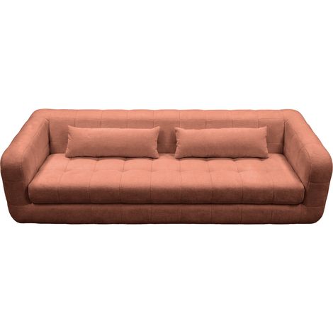 ARLETTE - Canapé droit tissu chenille 4 places Terracotta (1/5)