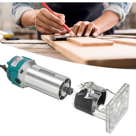 Défonceuse électrique compacte 6,35mm, outil de fraisage bois, rainurage, chanfreinage, coffret avec 1 mandrin, corps aluminium, prise UE (1/5)