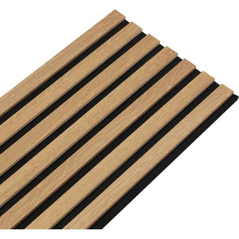Decoon – Panneau décoratif mural en MDF chêne doré 120 x 30 cm – Feutrine acoustique noire 4 mm – Facile à poser – Pour tête de lit ou soubassement